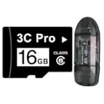3C Pro 16GB 16G microSD microSDHC Memory Card Class 6 with SD Adapter and USB Card Reader - 3C_TF16G_C6R1BLK - Bulk $42.95