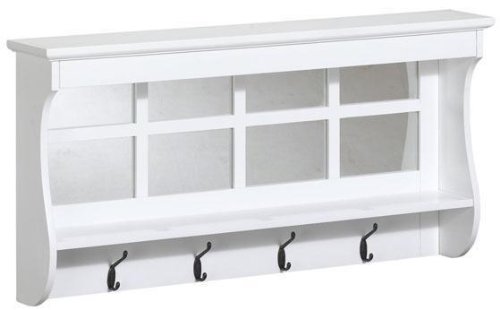 Chesterfield 4 hook Mirrored Wall Shelf - 4 HOOKS - WHITE