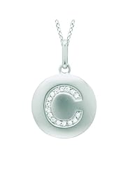 Sterling silver 0.07ct TDW Diamond Round Initial C Disc Pendant (H-I, I2-I3)