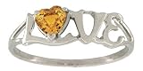 14K White Gold Genuine Heart Citrine Love Ring