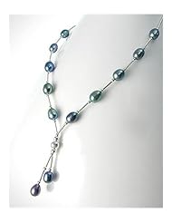 Tahiti (Dyed) Fresh Water Pearl Necklace In 92.5 Sterling Silver