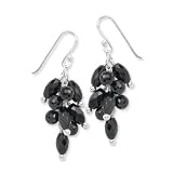 .925 Silver & Faceted Onyx Cluster Earrings