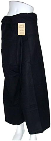 Black Yoga Massage Wrap Trousers Fisherman Pants Unique for Women & Men, Northern Thai Style