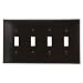 Leviton 80512 4-Gang Toggle Device Switch Wallplate, Midway Size, Thermoset, Brown