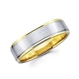 14k Yellow And White Two 2 Tone Gold Womens Mens Satin And High Polish...