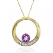 Amethyst & Diamond Circle of Life Pendant Necklace in Yellow Gold