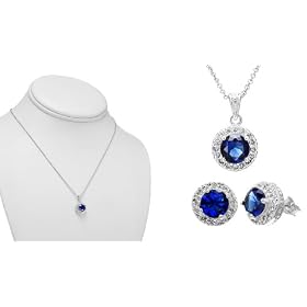 Gift Set: Katie Holmes Inspired Synthetic Sapphire Jewelry Set by