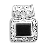 Rectangle Black Onyx Filigree Sides and Bail Slide