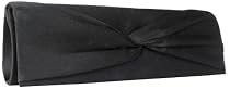 Satin Clutch Abendtasche, schwarz