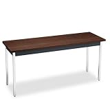  : Utility Table with Chrome Legs- Walnut/ Black(60")