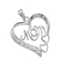 CZ Rhodium Plated Sterling Silver Pendant, 1.25 in (incl bail) w/Heart for Mom (Pendant Only)