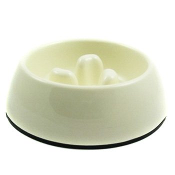Slow-Eating Anti-Gulping Food Bowl (for Dogs & Cats) - White, Large