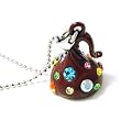 Adorable Brown Kiss Rhinestone Pendant Charm Necklace