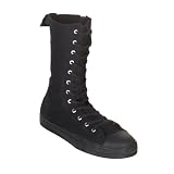 MENS Canvas Mid Calf Sneaker Black Pink Red Punk Rocker Emo