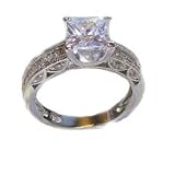 Antique Style Princess Cut Cz Engagement Wedding Ring