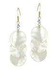 Simulated Mother-of-Pearl Disc Drop Earrings