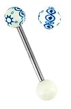 White & Blue Celestial tribal celtic Unique design Barbell Tongue Ring