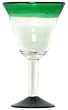 Hand Blown Glass with Pine Green Rim Water Glass 7.75"H 10oz Set of Four