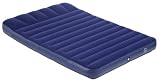 Outbound Double Flocked Air Mattress with Built-in Pillow (Blue, Medium)