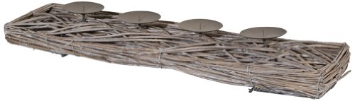 Siena Garden 674124 Kerzentablett aus Weide, mit Metalltellern f&uuml;r 4 Kerzen, 22x80cm Preisvergleich