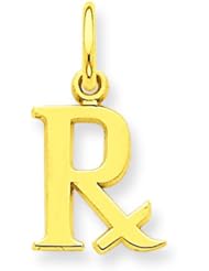 14K Yellow Gold Rx Charm Pharmacist Pendant Jewelry