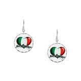 Earring Circle Charm Italian Sweetheart Italy Flag