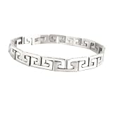 Men's Stainless Steel 9mm Greek Key Link Bracelet 8.5"