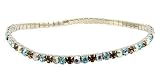 Anklet - A3 - Swarovski (tm) Crystal - Stretch ~ Aqua & Smoky Topaz