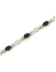 14K Yellow Gold Oval Sapphire and Diamond Bracelet
