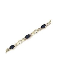 14K Yellow Gold Oval Sapphire and Diamond Bracelet by Jewelry Mountain