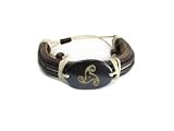 Celtic Triskelion Leather Bracelet with Adjustable Cord