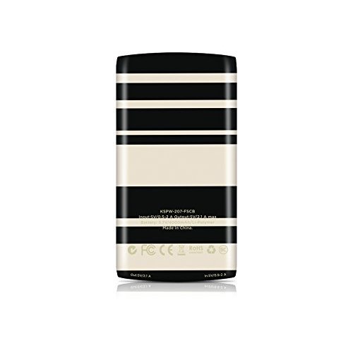Kate Spade New York 4000 mAh Backup Battery Bank - Retail Packaging - Fairmont Stripe (Black / Cream)