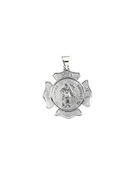 25.25 mm St. Florian Medal with 24 inch Chain in Sterling Silver