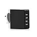 BAKTH 36W 4-Port USB Wall Charger Travel Adapter with Fast Charging Technology for Apple iPhone 6 / 6 Plus, iPad Air 2 / mini 3, Samsung Galaxy S6 / S6 Edge, Nexus, HTC M9, Motorola, LG and More Tablets and Smartphones - Black