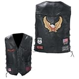 Diamond Plate Rock Design Genuine Buffalo Leather Biker Vest 4x Multiple Patches... by Diamond Plate