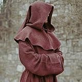 Brown Monk Robe and Hood Costume. Wizard Robe, Priest Robe, Mage Robe.