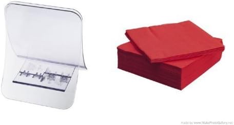 Ikea's FANTASTISK Napkin holder for 50 napkins, clear and Paper napkin, Red (50 pack) by FANTASTISK