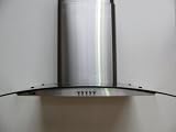 Cooker Hood with Curved Glass (90cm wide), Extra Powerful Extraction Capacity Free Vent Kit