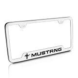 Ford Mustang Tri-Bar Logo Brushed Stainless Steel License Plate Frame, Official Licensed