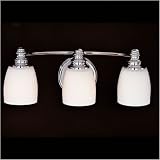 Murray Feiss Three-Light Bentley Vanity Strip, Chrome with Opal White Etched Glass Shades # VS7403-CH