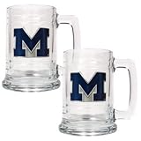 Michigan Wolverines NCAA 2pc 15oz Glass Tankard Se