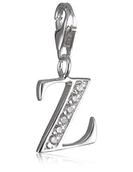 VINANI brand Germany 925 Sterling Silver Charm Pendant Alphabet Initial Letter Z shiny Zirconia white HZZ