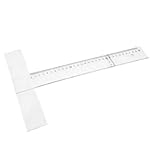uxcell T形の定規　 シルバートンブラック軽量　T修整　プラスチック材料　学校のオフィス用　測量範囲30cm