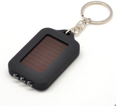 Solar Powered 3 LED Flashlight Keychain Key Chain Key Ring