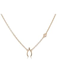 Shy by Sydney Evan Wishbone Necklace with Diamond Bezel, 15.25"+Extender 1"