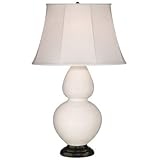 IMAGE OF Robert Abbey 1640 Double Gourd - Table Lamp, Lily Glazed Ceramic Deep Patina Bronze Finish and Ivory Stretched Fabric Shade