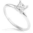1/2carat Princess Cut Diamond Solitaire Ring in 14K White Gold (HI/I1)