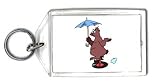 Keychain with gopher, unicycle, umbrella, riding, weather