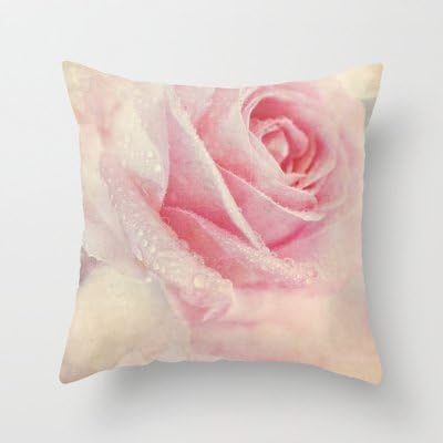 UniChoice New Antique Rose - Pastel Pink & Cream Vintage Linen T… Pillowcase Home Decoration pillowcase covers