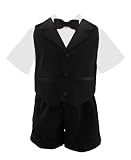 NEW BABY AND TODDLER BOY SUMMER TUXEDO SHORT SET BLACK